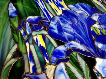 Fragment of the stained glass window "Irises"