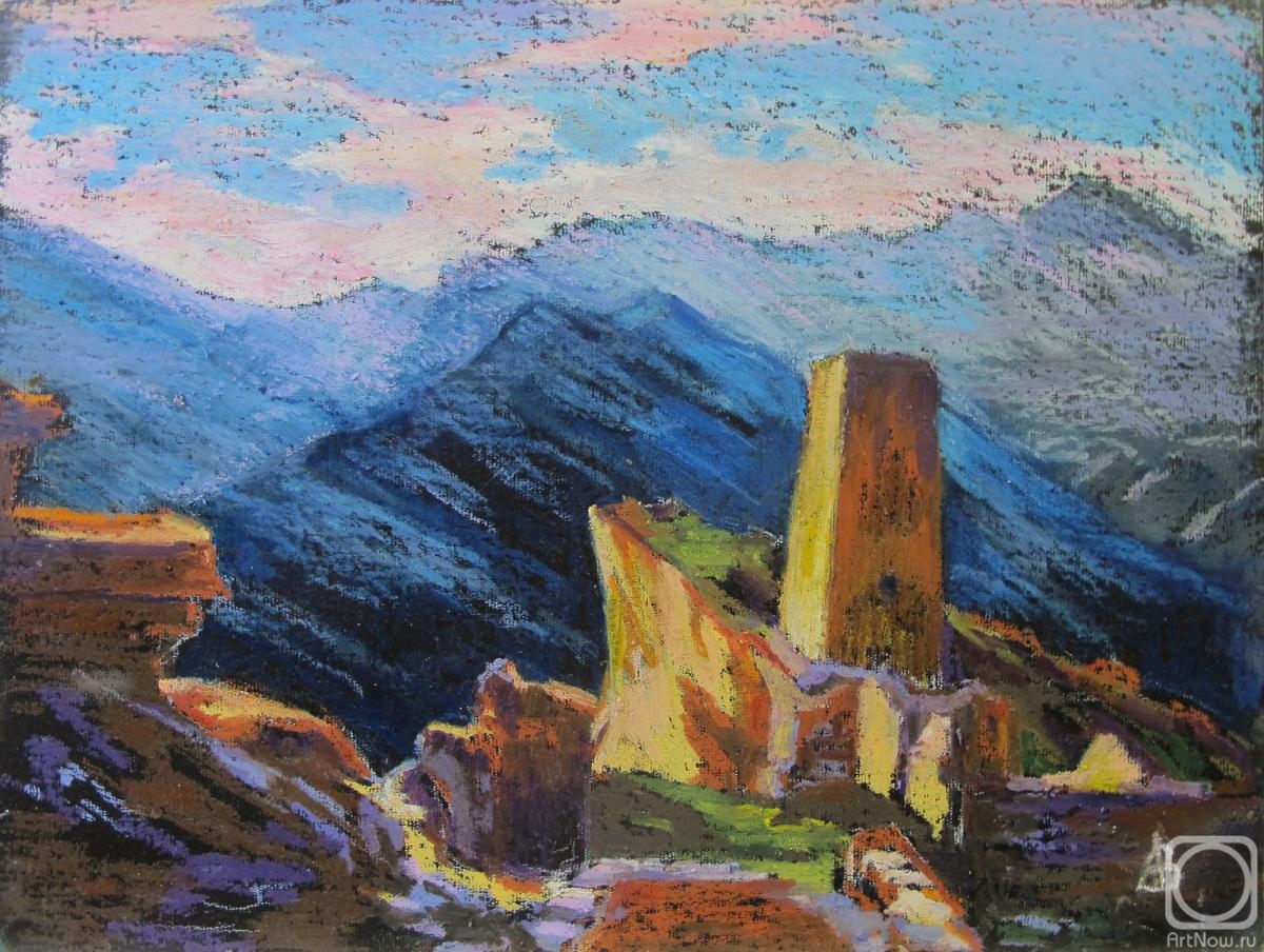 Vedeshina Zinaida. Dagestan. Spring. Tower Goor at sunset