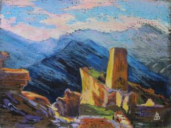 Dagestan. Spring. Tower Goor at sunset (). Vedeshina Zinaida