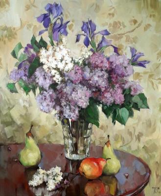 Still life lilac with fruit. Sedova Tatyana