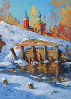 Painting Old bridge, Zayane village. Alexandrovsky Alexander