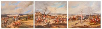 A copy of the picture of Henry Thomas Olke. Hunting scene. Triptych. Romm Alexandr