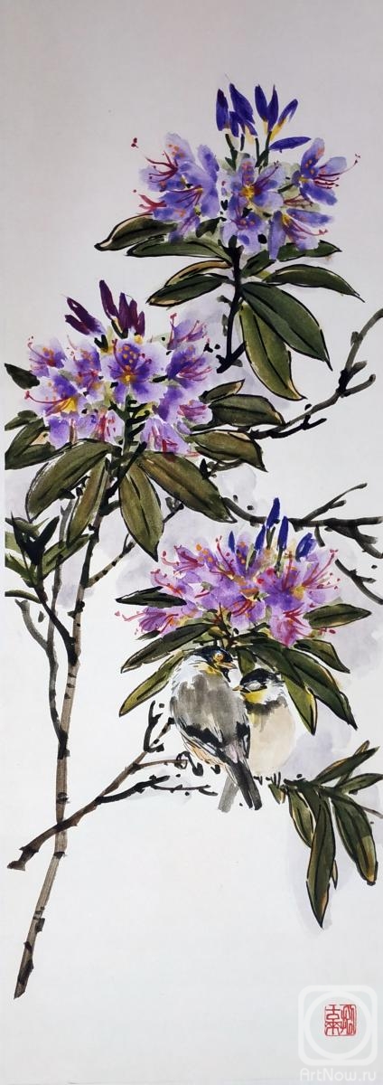 Mishukov Nikolay. Rhododendrons and birds