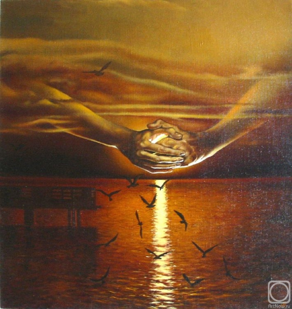 Abaimov Vladimir. Gulls at sunset