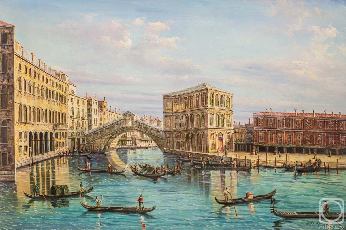 Romm Alexandr. Venice. Rialto Bridge with Palazzo dei Camerlinga Francesco Guardi