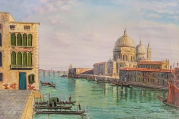 Free copy of B. Bellotto's painting. The Grand Canal in Venice with Santa Maria della Salute (Landscape With Gondolas). Romm Alexandr