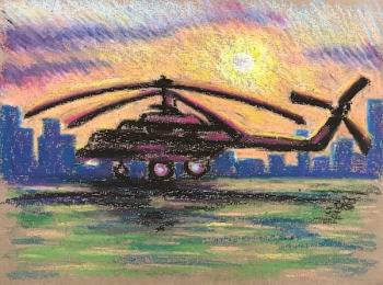 Helicopter at Sunset. Lukaneva Larissa