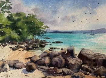 Turquoise Bay, Brazil (Watercolor Technique). Gomzina Galina