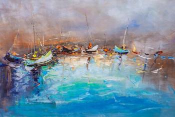 Boats in the turquoise sea. Rodries Jose