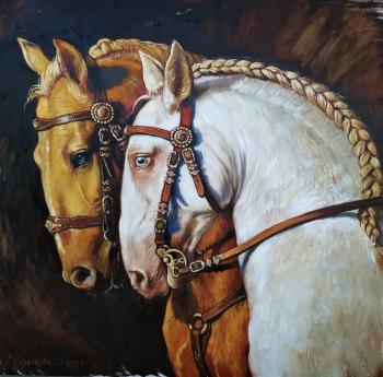 White and bay (Pair Of Horses). Simonova Olga