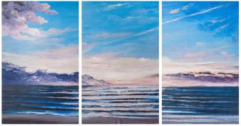 Dawn over the ocean. Triptych