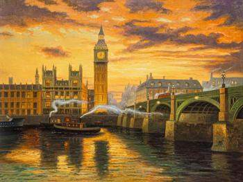 Copy of the painting by Thomas Kincaid. London (Big Ben). Romm Alexandr