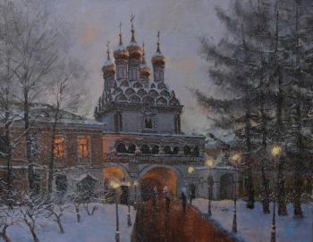 Monastery in Teryaevo, winter twilight. Andrushin Arsenij