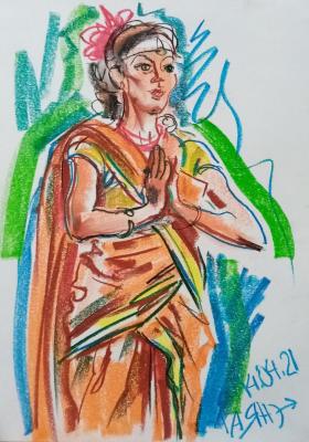 Girl in indian costume (Saree). Dobrovolskaya Gayane