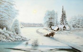 Snow-covered village. Lunyov Sergey