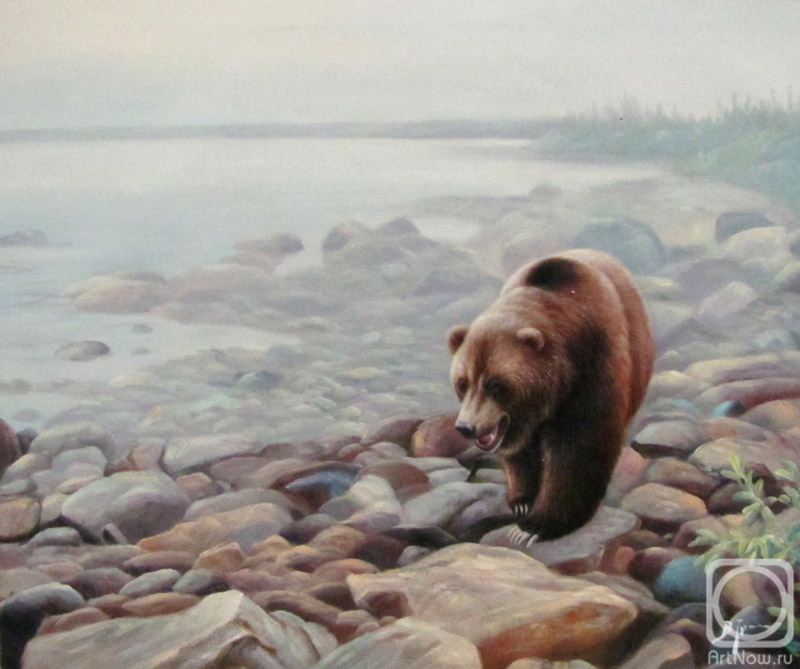 картина медведи на рыбалке
