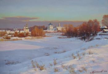 Suzdal. Winter evening on Ilyinsky meadow. Plotnikov Alexander