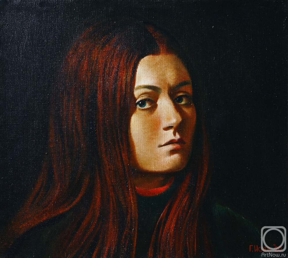 Isaev Gennadiy. Portrait of a woman on a dark background