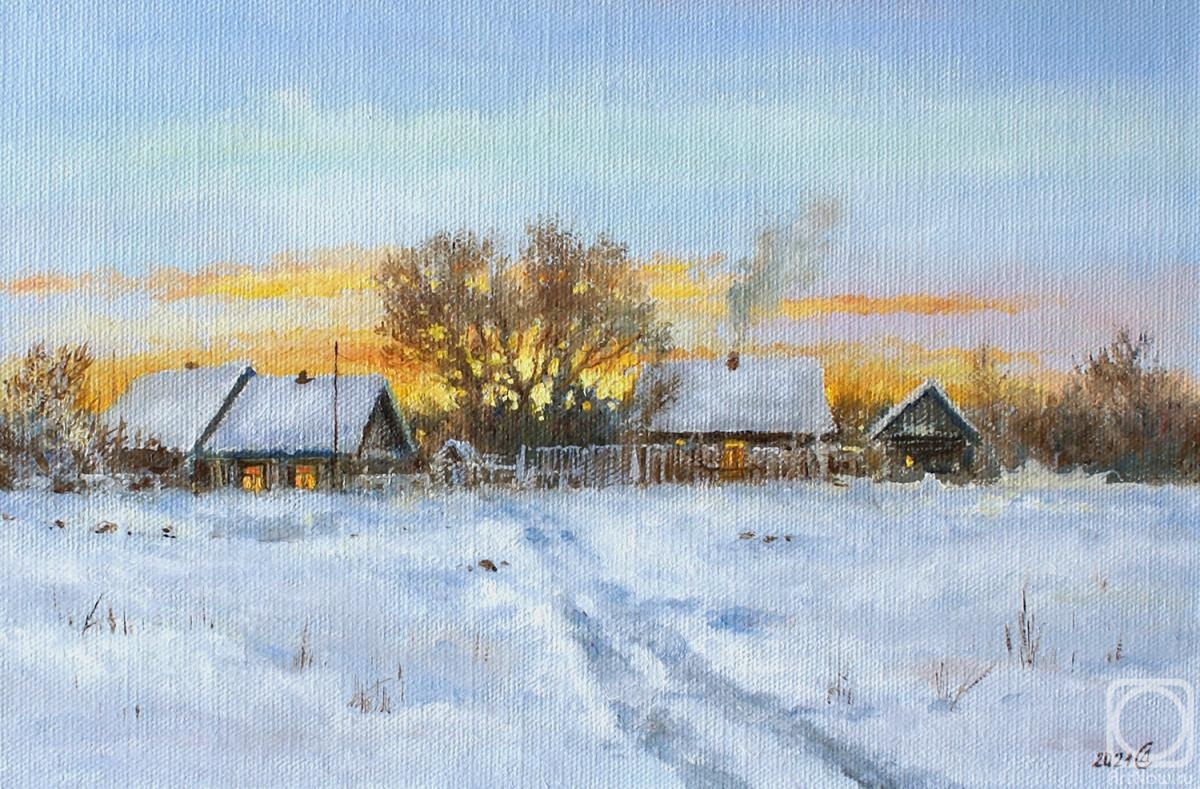 Dorofeev Sergey. Winter in the village. Evening