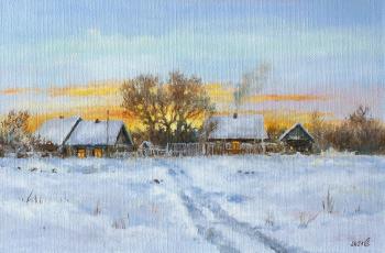 Winter in the village. Evening. Dorofeev Sergey