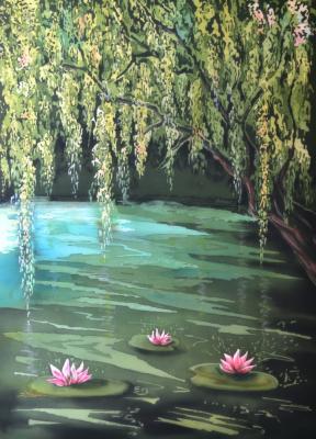 Willow over the pond (Panel Batik). Kopylova Nadezhda
