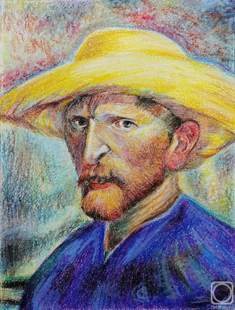 Gorenkova Anna. Self-portrait in a yellow hat. Van Gogh