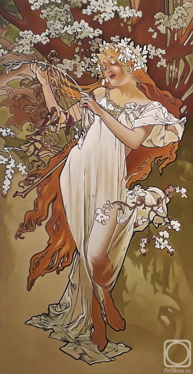 Kuprina Tatyana. A copy of a painting by Alphonse Mucha. Spring. Series "Seasons"