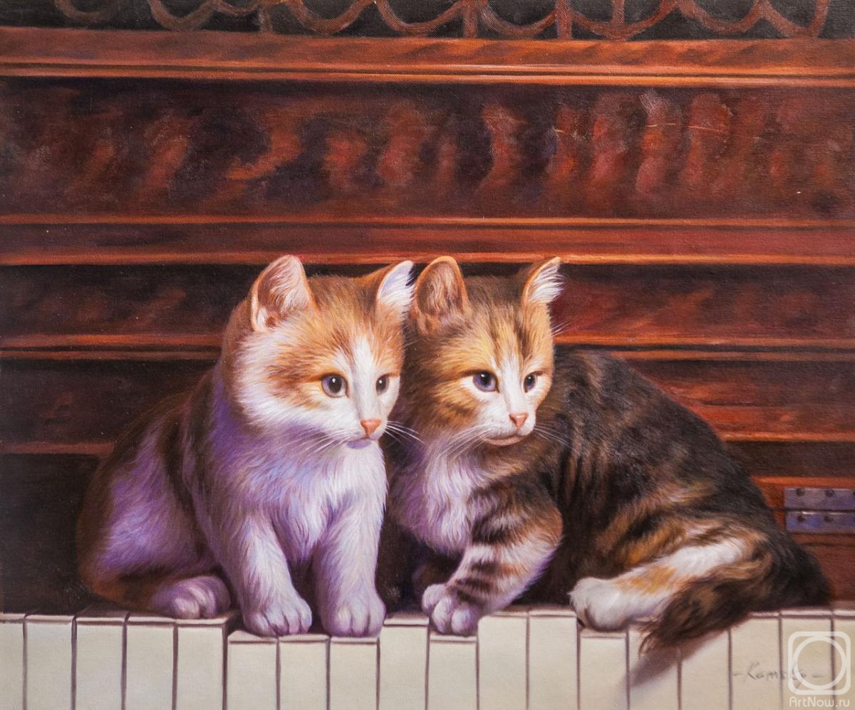 Kamskij Savelij. Kittens walked on the piano