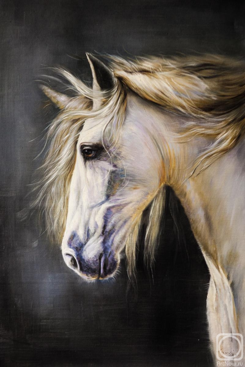 Kamskij Savelij. Portrait of a horse with a golden mane
