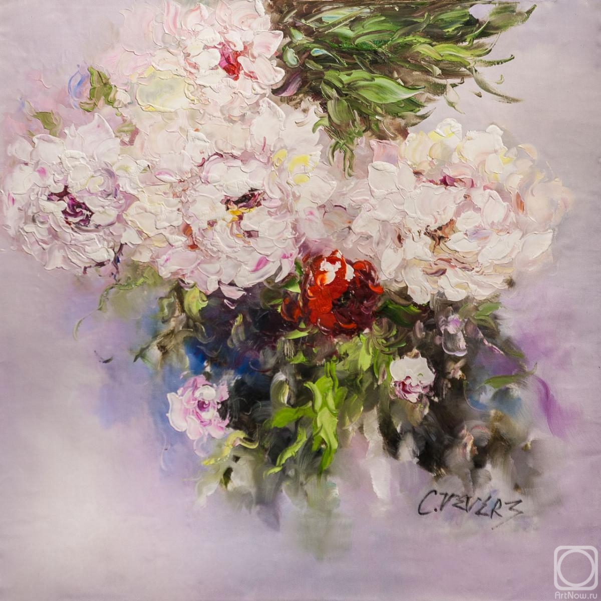 Vevers Christina. Bouquet of white peonies. Expression N2