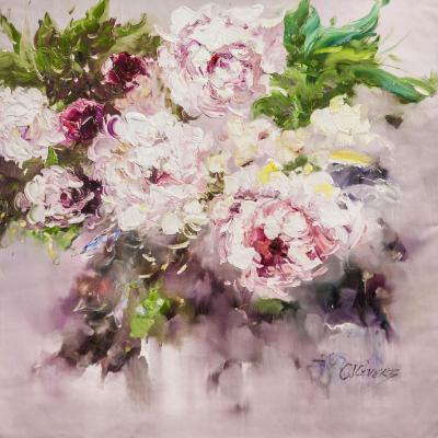 White peonies. The magic of color. Vevers Christina