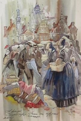 Old town, market in the town square (Canson Paper). Schubert Albina