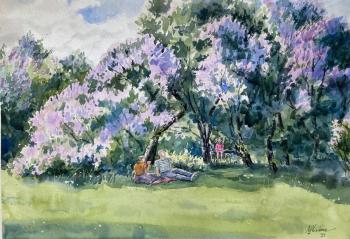 Picnic in the lilac garden