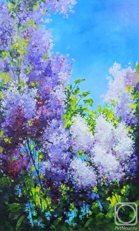 Miftahutdinov Nail. Lilac on a blue background