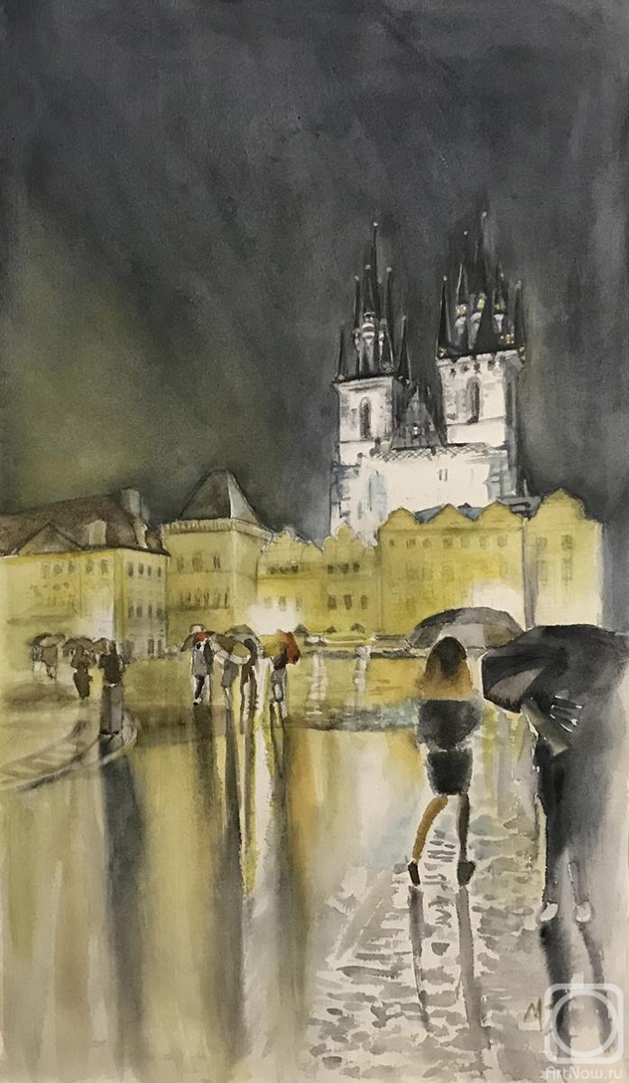 Zozoulia Maria. Rain in Prague. Night