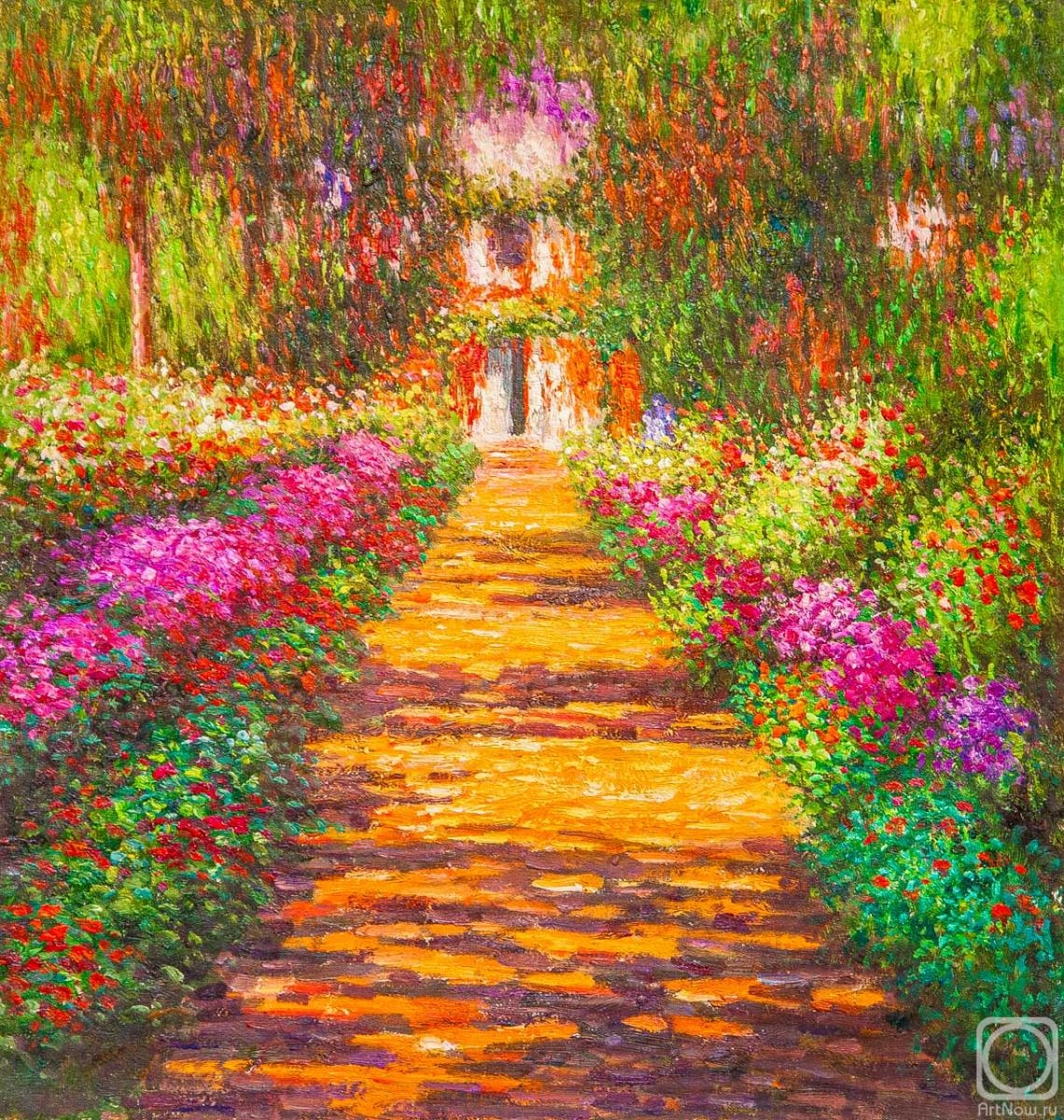 Garden Giverny 1900 Copy Of Claude, Monet Painting Garden Path At Giverny