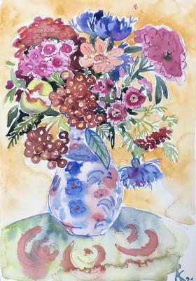 Bouquet with yarrow (Blue Decorative). Kurnosenko Antonina