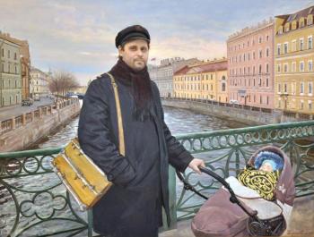 Portrait of artist Fyodor Zhukov with his son. Biryukova Lyudmila