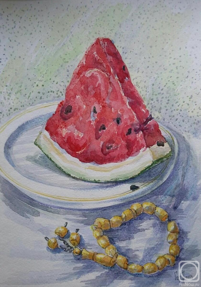 Gorenkova Anna. A slice of watermelon and an amber rosary