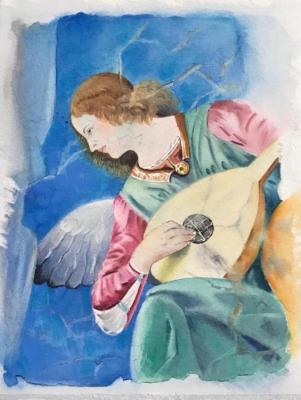 Angel with a lute by Melozzo da Forli