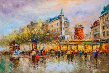 Parisian landscape by Antoine Blanchard. Le Moulin Rouge