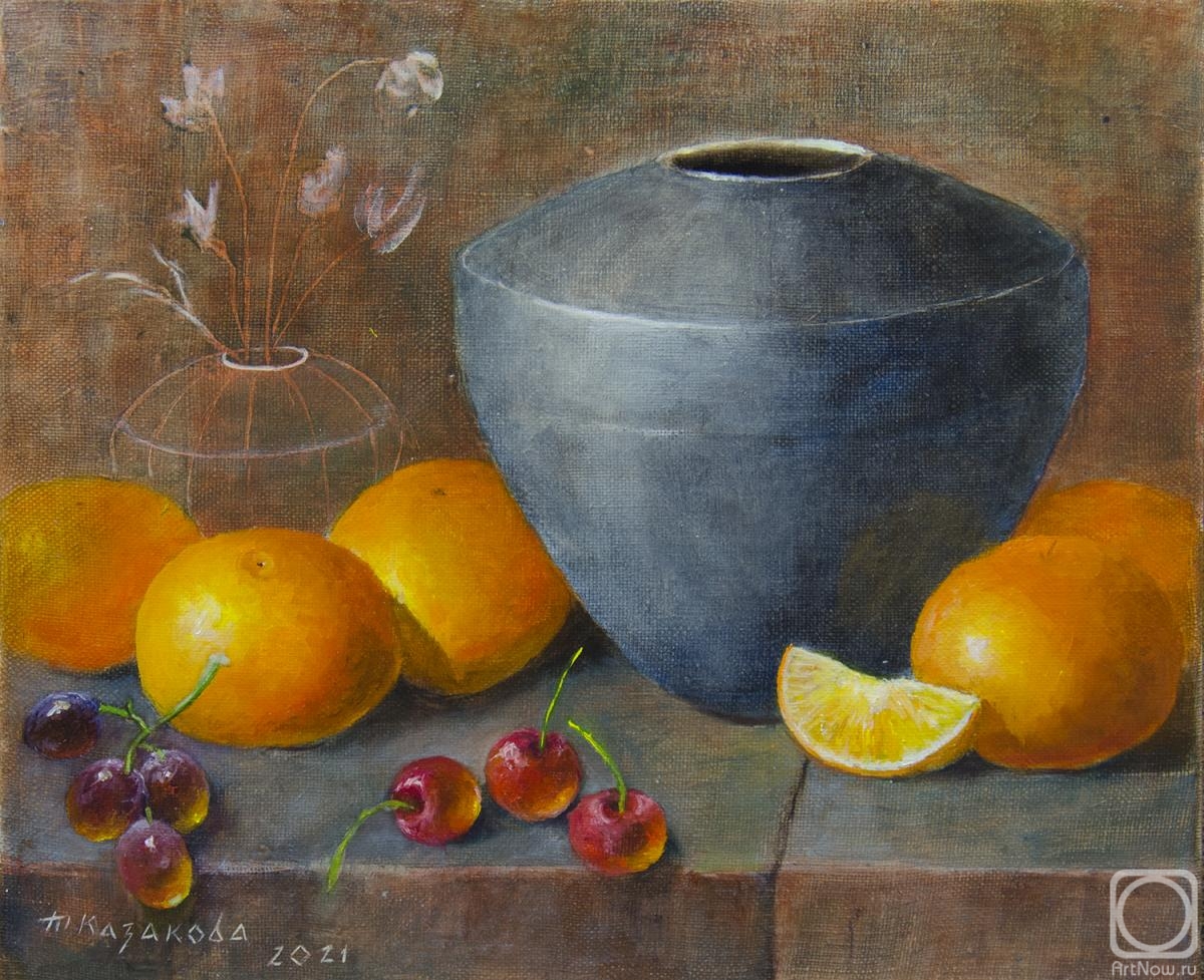 Kazakova Tatyana. Still life with tangerines