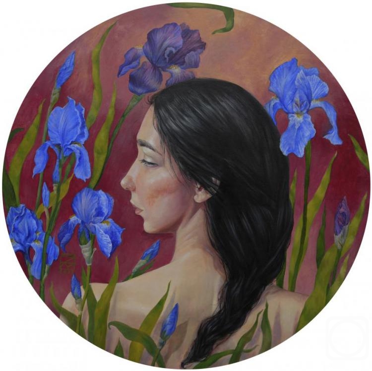 Aristova Maria. In the garden with irises