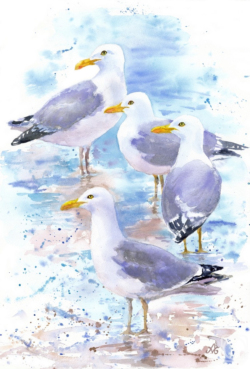 Masterkova Alyona. Blue-gray gulls