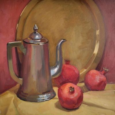 Still life with pomegranate (Oil Painting With Pomegranates). Rohlina Polina