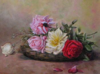 Roses in the basket. Copy Francois Rivoire (  ). Fomina Lyudmila