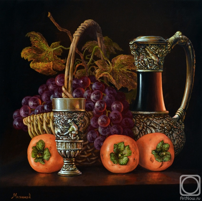 Melnikov Alexander. Persimmon and grapes