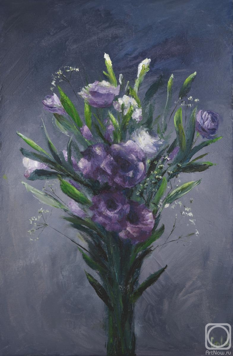 Goldstein Tatyana. Bouquet with purple lisianthuses