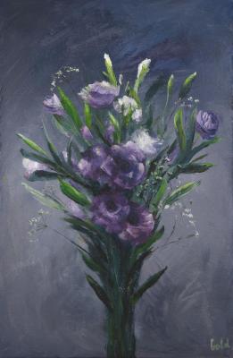 Goldstein Tatyana Kimovna. Bouquet with purple lisianthuses