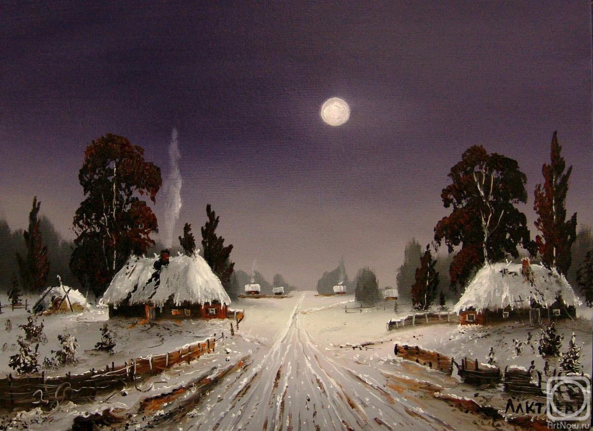 Laktaev Roman. Winter evening on the farm